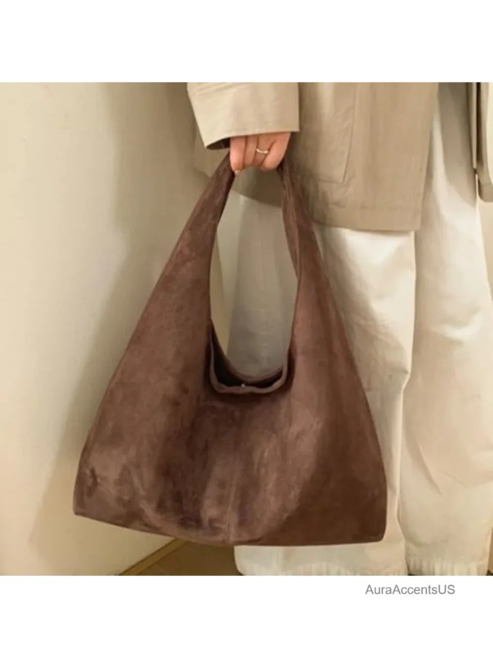 Slouchy Suede Crescent Hobo Bag Women Trendy Dumpling Underarm Purse